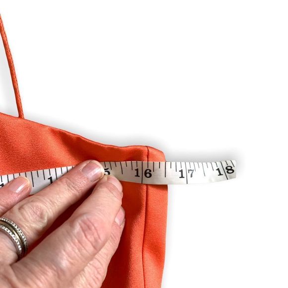 David”s Bridal Orange Satin Strapless Tea Length Prom Party Dress 6 - Picture 4 of 8